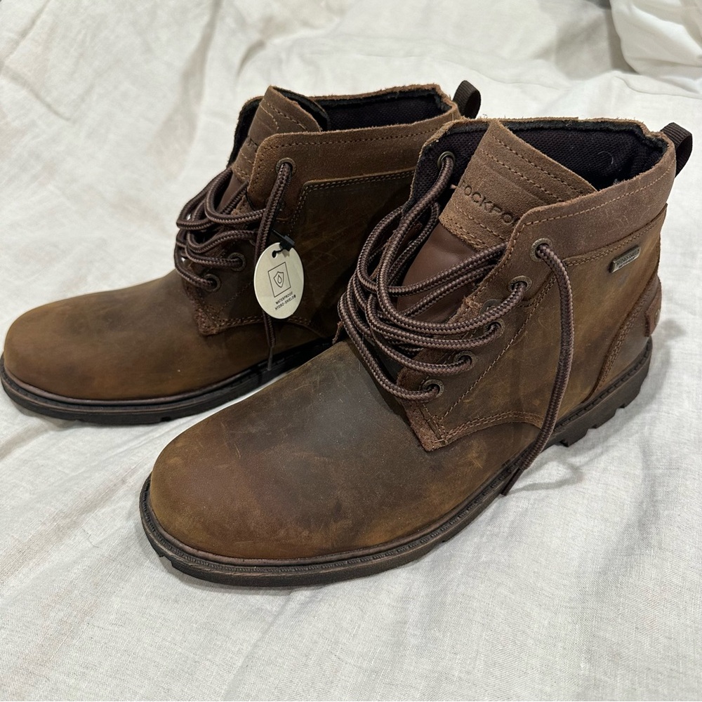 Rockport Mens Rugged Bucks Waterproof Chukka Boots Brown Leather Size 8.5 - Picture 3 of 6